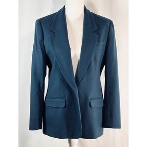 Vintage Pendleton Petite Teal Wool Blazer Jacket Size 8 Made in USA P399-140